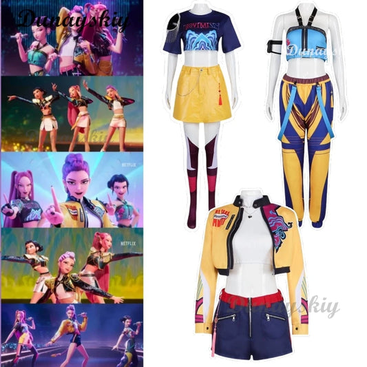 Anime KPop Demon Hunters Cosplay Costume for Women Zoey Mira Rumi Cosplay Fantasy Roleplay Outfits Halloween Carnival Party Suit