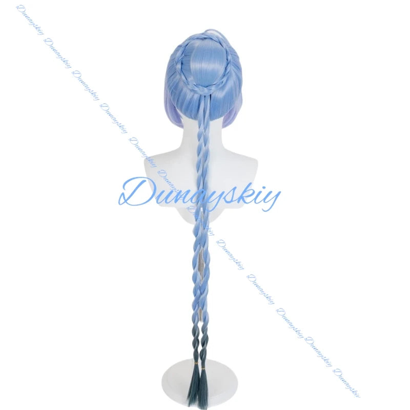 Game Zenless Zone Zero ZZZ Lucia Cosplay Wig Prop Corn Blue Braids Wigs Heat Resistant Synthetic Wigs + Wig Cap