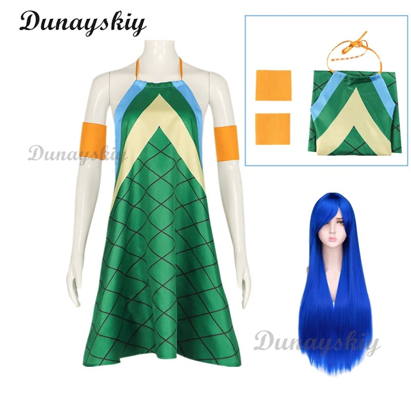 Fairy Anime Tail Wendy Marvell Cosplay Costume Magic Shooter Wig Green Dragonscale Dress Woman Sexy Kawaii Carnival Party Suit