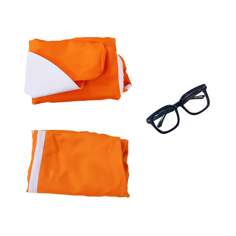 Movie Vector Cosplay Costume Orange Jakect Pant Outfits Set Mushroom-shaped  Wig Glasses Halloween Fancy Suit Party Suit