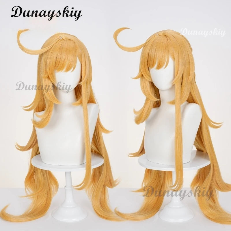 Genshin Impact Escoffier Cosplay Prop Wig Women Girls Long Orange Hair Ousia Fontaine Tasteful Excellence Halloween Party Wigs