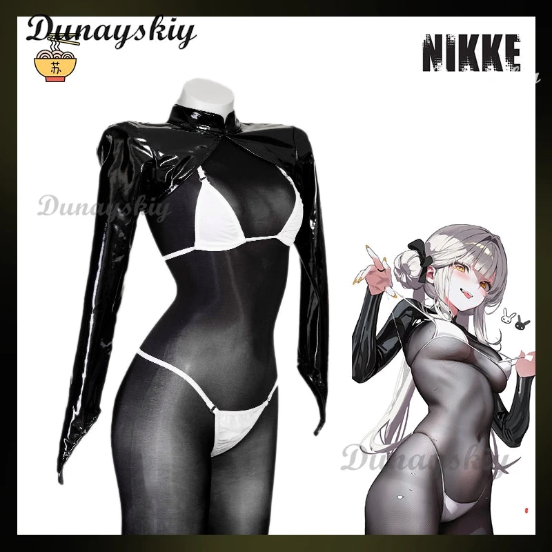 NIKKE Blanc Sexy Cosplay Jumpsuit Game The Goddess of Victory Net Costume White Bunny Girl Uniform Bikini Set Leather lingerie