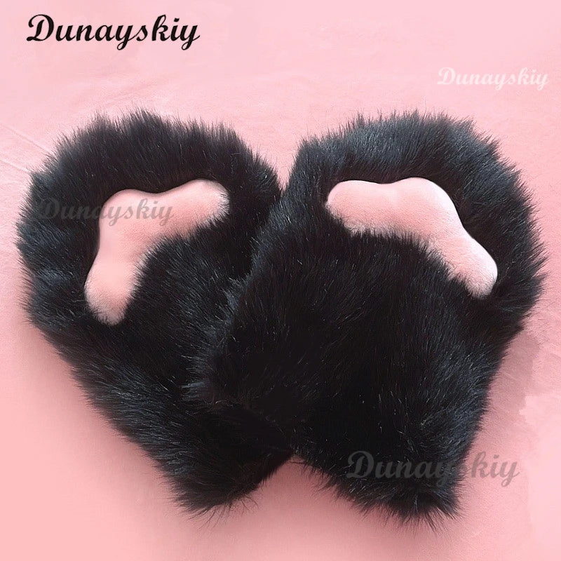 Fursuit Kigurumi Cat Paws Cartoon Plush Furry Cat Cosplay Kig Costume Nail Tiger Claws Full Finger Mittens Story Tell 2pcs