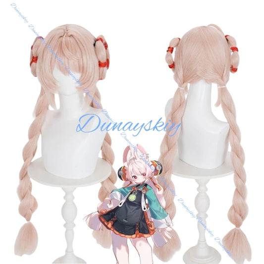 Zenless Zone Zero Zhao Cosplay Wig 85cm Pre Braided Pink Wig Anime Heat Resistant Synthetic Wigs for Halloween Carnival Party