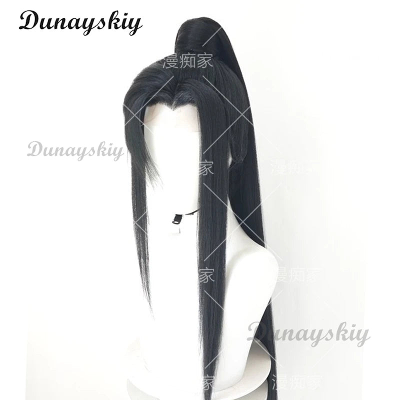 He Xuan Cosplay TGCF Long Black Wig Tian Guan Ci Fu Heaven Official's Blessing Synthetic Hair HeadwearHalloween Prop Customized