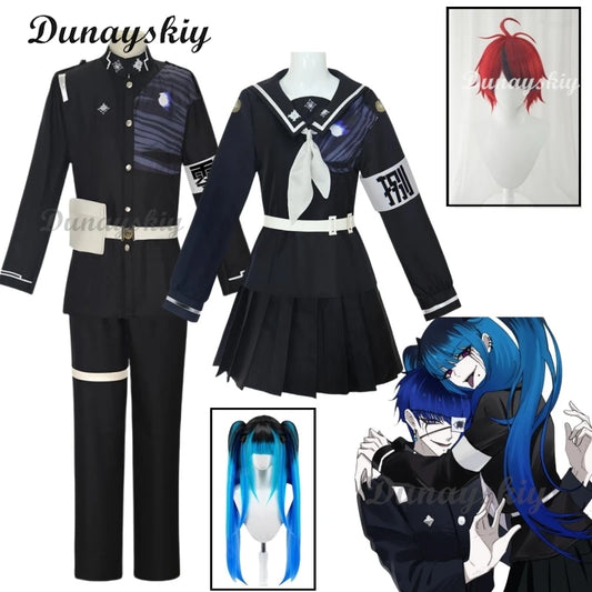 Anime The Hundred Line Darumi Amemiya Sumino Takumi Cosplay Costume Wig Battle Uniform Headwear Last Defense Academy Halloween