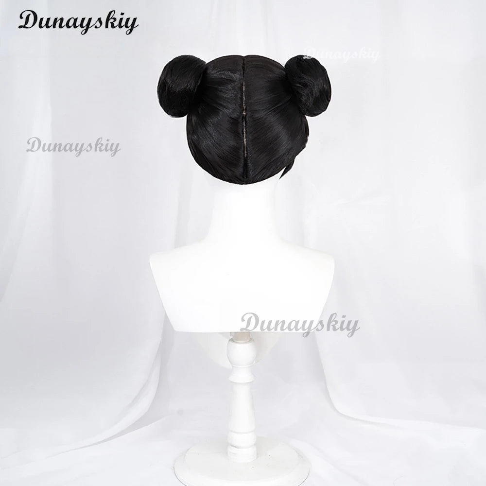 Chun-Li Cosplay Wig Game SF Fighter Headwear Heat Resistant Synthetic Hair Carnival Halloween Party Props Gifts Customized