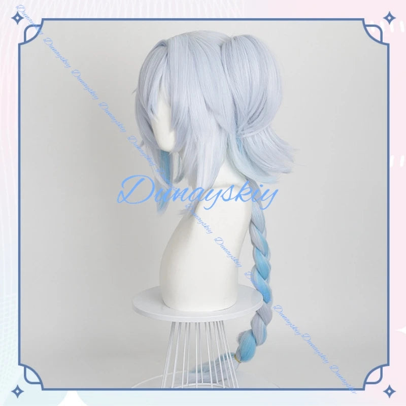 Wuthering Waves Buling Cosplay Wig Blue White Long Braids Hair Huanglong Halloween Party for Women Girls Carnival Accessory