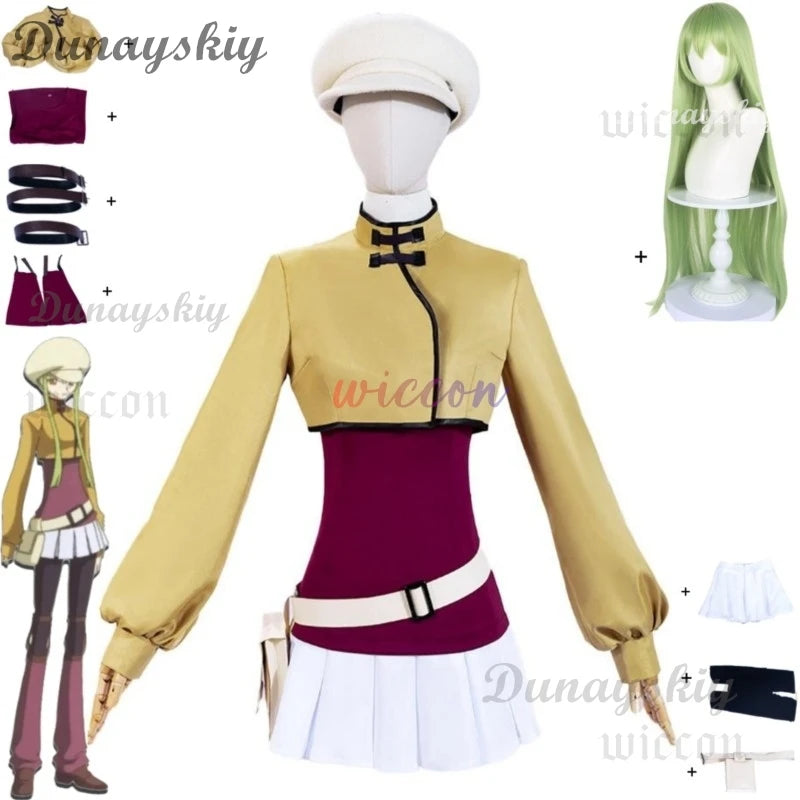 Anime CODE GEASS Lelouch of The Rebellion C.C. Cosplay Costume Detective Uniform Coat Skirt Wig Woman Sexy Carnival Party Suit