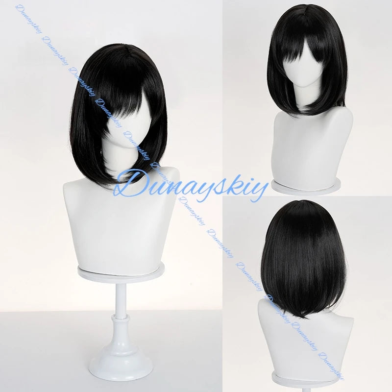 Fox Mask Shimizu Hinako Wig SILENT F Cosplay Heat Resistant Black White Synthetic Hair Halloween Prop