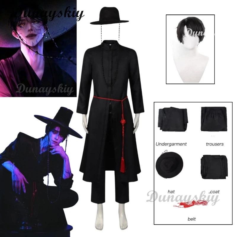 Anime Movie Demon KPOP Huntrix Saja Boys Stage Korean Jinu Cosplay Costume Black Robes Unisex Outfit Halloween Disguise Outfit