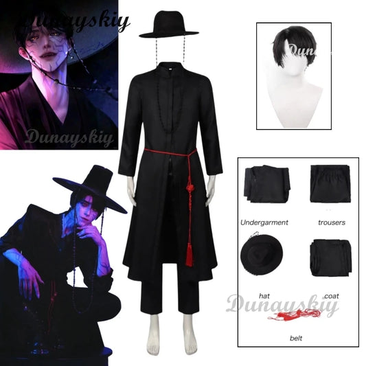 Anime Movie Demon KPOP Huntrix Saja Boys Stage Korean Jinu Cosplay Costume Black Robes Unisex Outfit Halloween Disguise Outfit