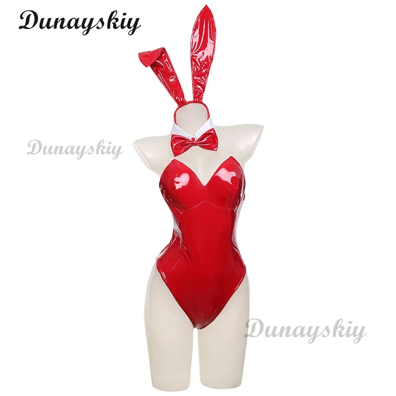 Game Blue Archive Sexy Jumpsuit Cosplay Leather Bodysuit Suit Blue Red Toki Bunny Girl Halloween Clothes Customized