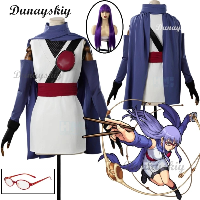 GINTAMA Cosplay Costume Wig Sarutobi Ayame Combat Uniform Halloween Carnival Party Christmas Play Role Clothes Clothing