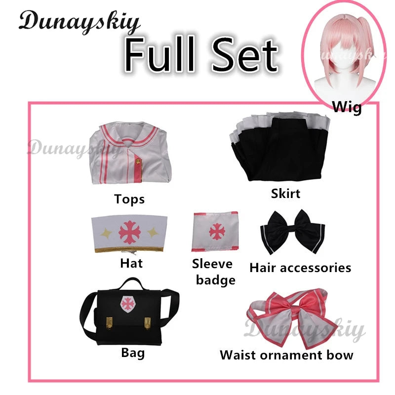 Game Blue Archive Sumi Serina Cosplay Costume Wig Women Uniform Casual Jacket Skirt Wig Nurse Hat Bow Halloween Party Suit