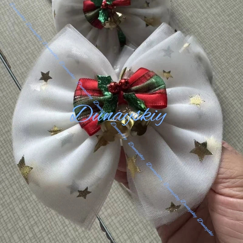 Christmas Kids Girl Stars Dress Cosplay Baby Dresses for Girls Sleeveless Red Green Party Layered Tulle Dress Xmas Clothes