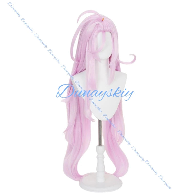 Genshin Impact Aino Cosplay Wig Long Pink Hair Clink-Clank Krumkake Craftshop Heat Resistant Fiber Hair Halloween for Women Girl