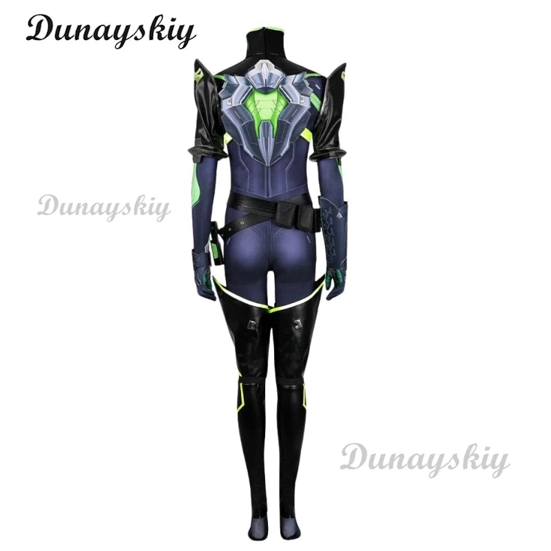 Viper Venomous Snake Cosplay Costume Game VALORANT 3D Mask Printed Shoes Tight Fitting Clothing Anime Halloween Party Customized