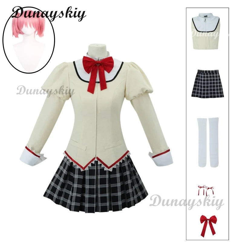 Kaname Madoka Cos Puella Magi Madoka Magica Anime Cosplay Costume Akemi Homura Miki Sayaka Tomoe Mami Sakura Kyouko school