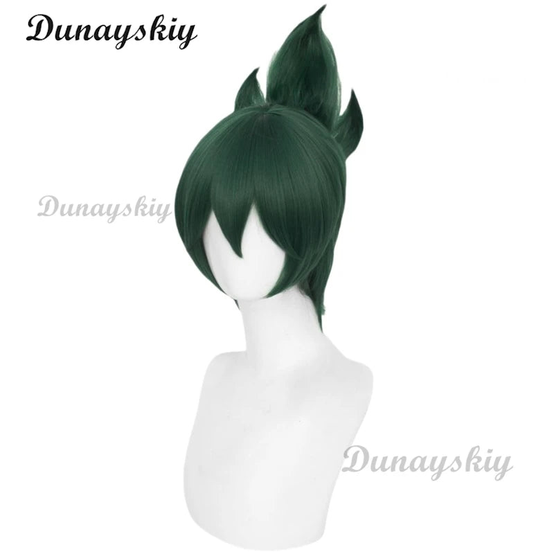 Over Cosplay Wigs Kiriko Watch Cosplay Dark Green Hair Wigs for Game Comic Con Coser Costume Party Heat Resistant Synthetic