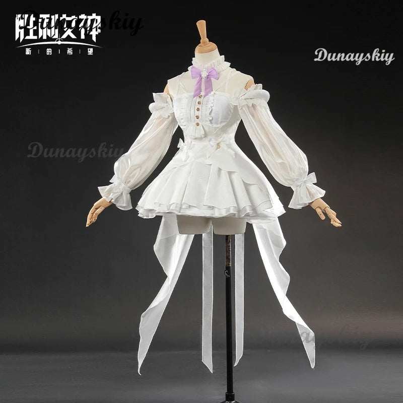 Nikke The Goddess Of Victory Dorothy Cosplay Costume Wig White Princess Dress Role Play Outfits Halloween Carnival Party Uniform