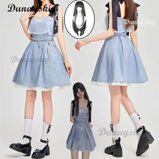Caleb Couple Suit Love And Deepspace Cosplay Costume Blue Camisole Dress Girls Women Clothes Halloween Party Suit Customized