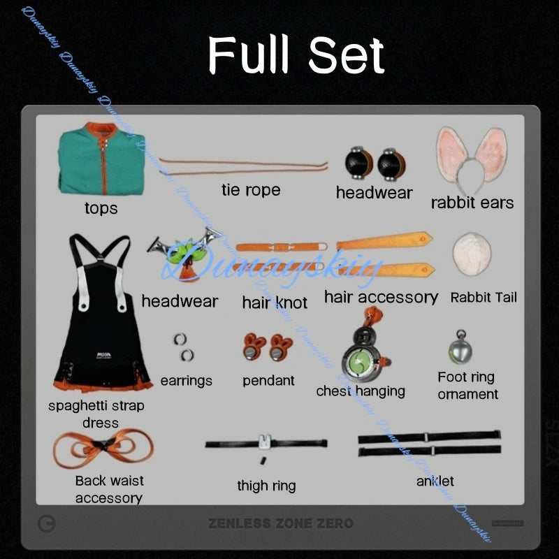 Game Zenless Zone Zero Zhao Coaplay Costume Wig Prop Uniform Halloween Carnival Party Christmas Play Role Clothes Clothing