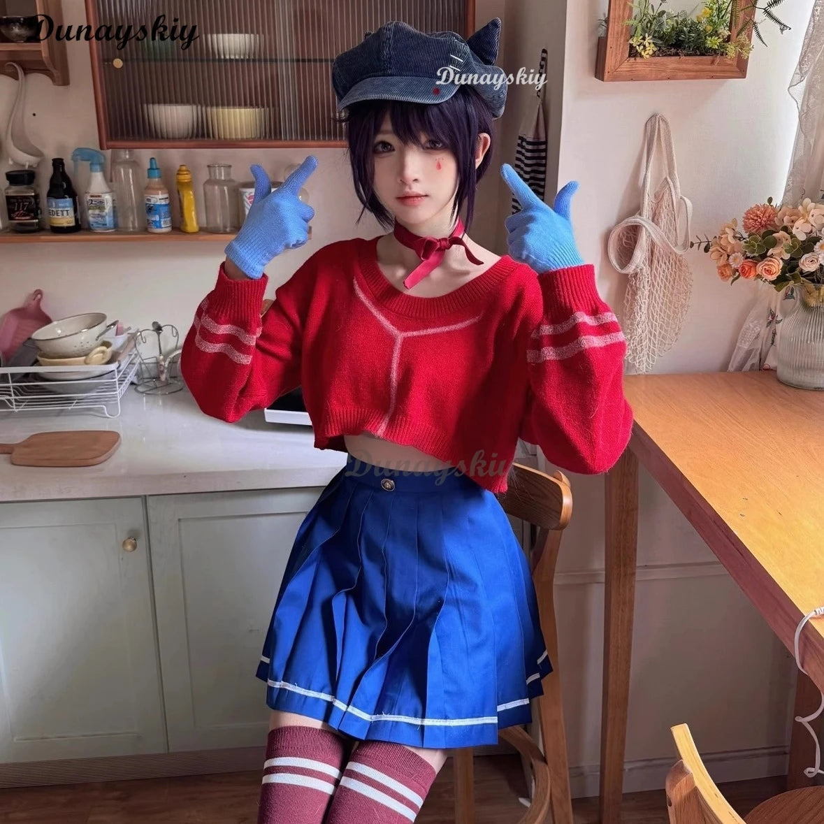 MiSide Crazy Mita Cosplay Game Cosplay Costume Wig Hat RolePlay Women Primary Yandere Outfit Halloween Creepy Mita Party Clothes