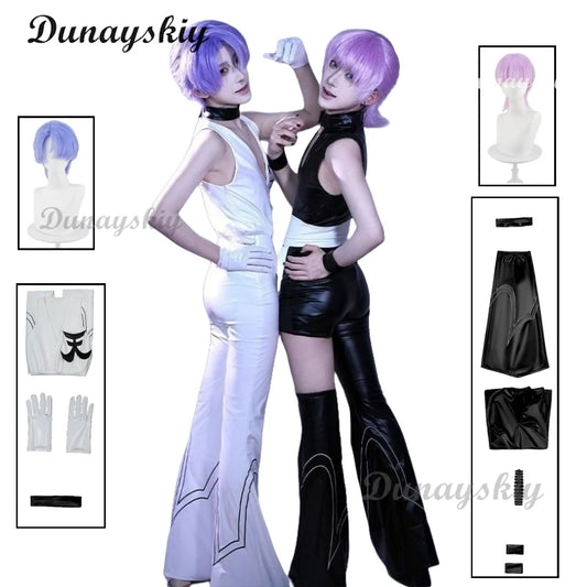 Anime Panty Stocking Polyester Cosplay Costume Wig Polyurethane Cosplay Costume PU Black White Suits For Halloween Party Props