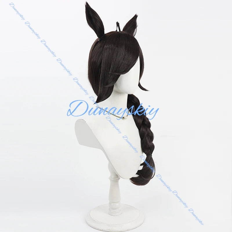 Anime Uma Musume Pretty Derby Rice Shower Cosplay Wig Ear Tail Game Roleplay Party Prop Wigs Synthetic Hair Heat Resistant Fiber