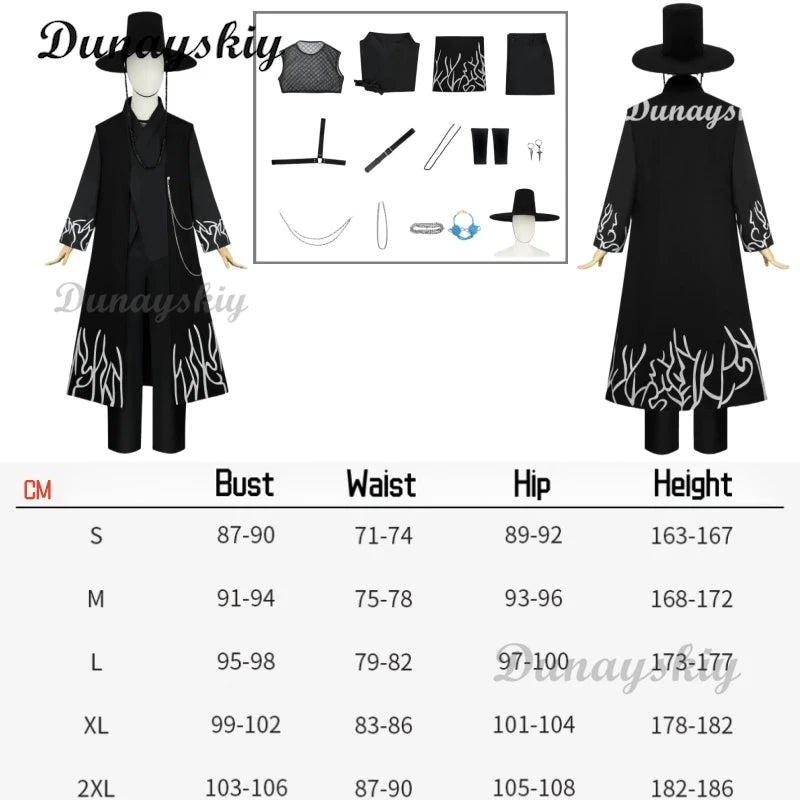 Anime KPop Demon Hunters Saja Boys Cosplay Costume Wig Black Uniform Outfit For Men Women Baby Coat Hat Belt Props Carnival