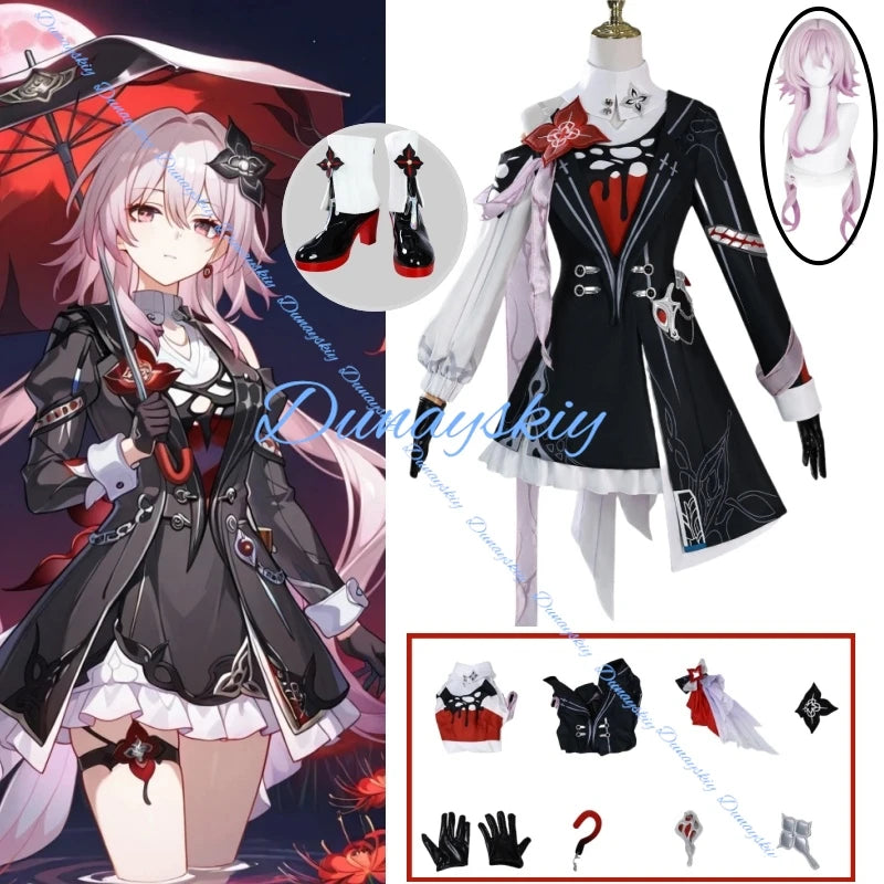 Game Honkai Star Rail Evernight Cosplay Costume Wig Dress Headwear Accessories Gloves Prop Women Girls Amphoreus March 7th Party