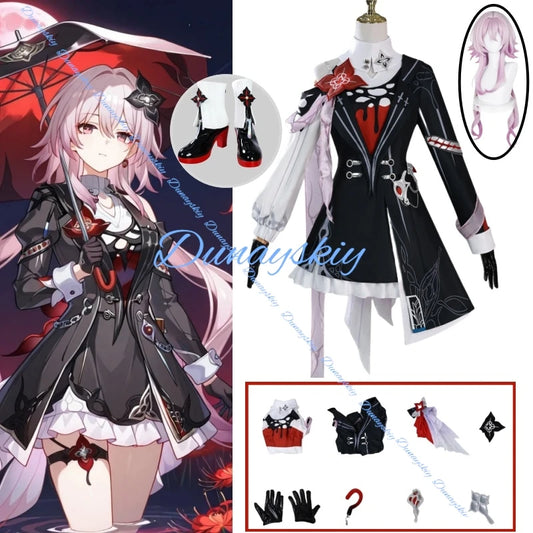 Game Honkai Star Rail Evernight Cosplay Costume Wig Dress Headwear Accessories Gloves Prop Women Girls Amphoreus March 7th Party