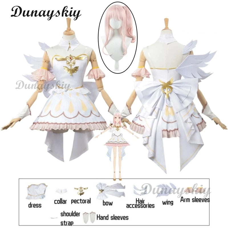 Akiyama Mizuki Cosplay Game Project Sekai New Idol Stage Anime Costume Flower Angel Lolita Dress Butterfly Wigs Girls Clothes