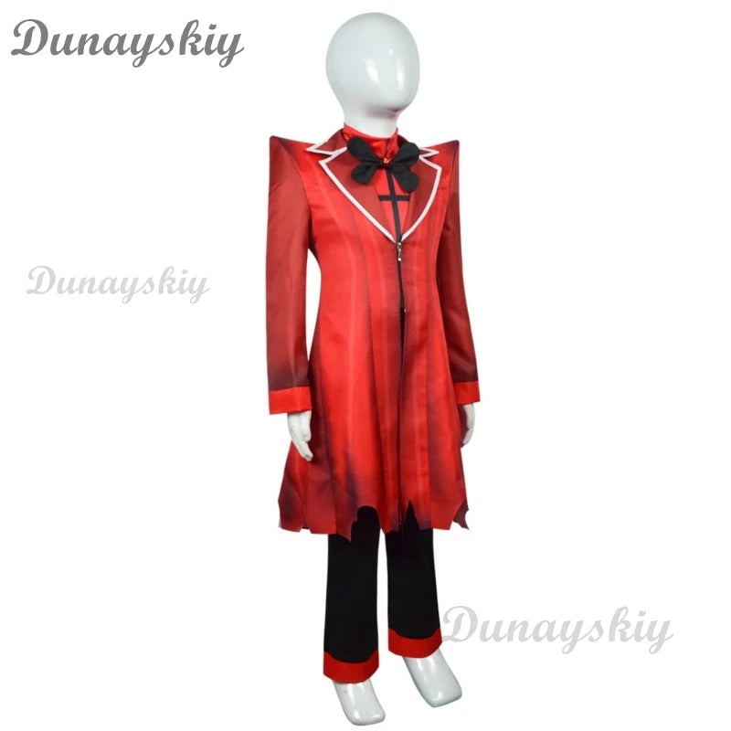 ALASTOR Cosplay Kids Size Hazbbin Anime Cosplay Costume Wig Ears Hotel Accessories Halloween Uniform Men Women Jacket Red Suit