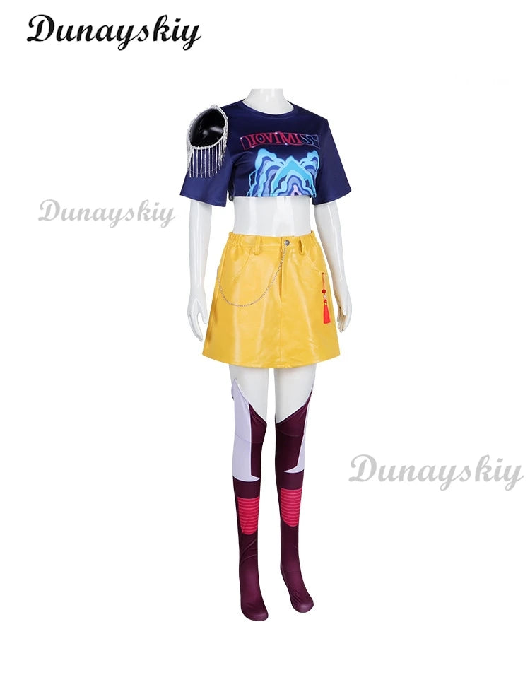 2025 Cartoon Demon Hunter of KPop Cosplay Mira Top Skirt Disguise Roleplay Costume Outfit Halloween Carnival Suits For Women