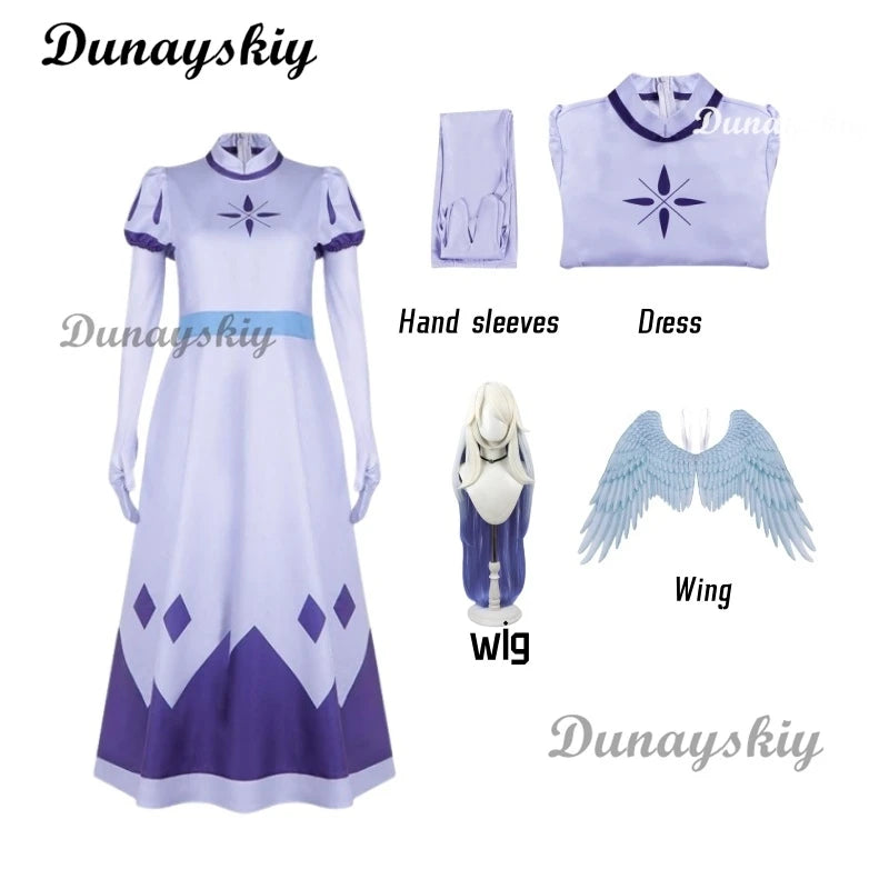 Hazbin Angel Emily Cosplay Costume Seraphim Cosplay Halo Hotel Women Fancy Dress Outfit Halloween Uniform Hasbin Hazubin Suit