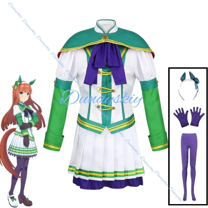 Anime Umamusume: Pretty Derby Silence Suzuka Cosplay Costume Wig Tail Headwear Women Girls Uniform For Halloween Party