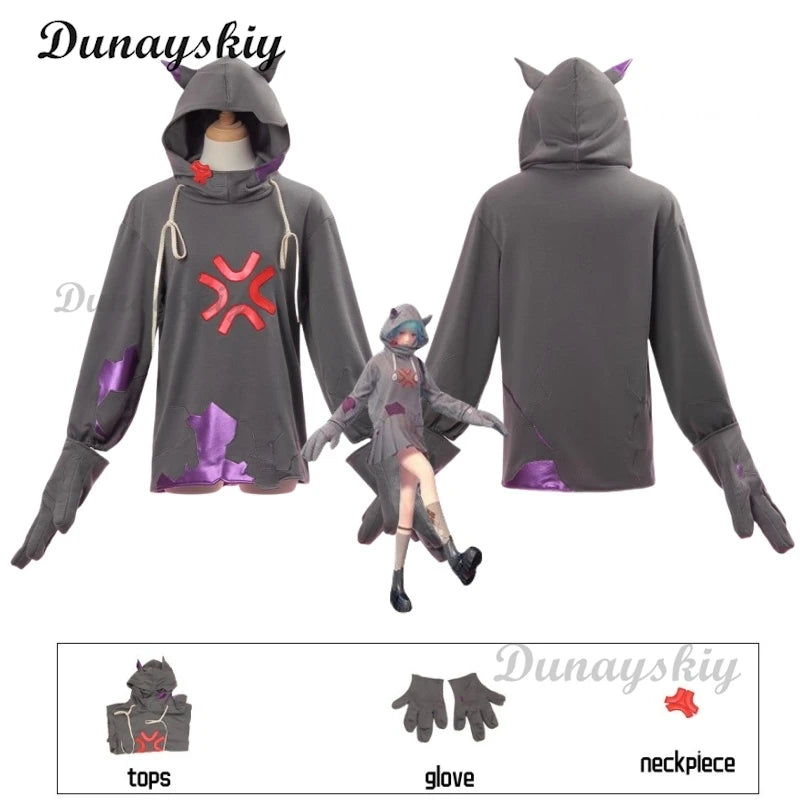Infinity Nikki Cosplay Costume Wig Grey Hoodie Lolita Set Women Kawaii Girls Sweet Outfit Halloween Party Outfit
