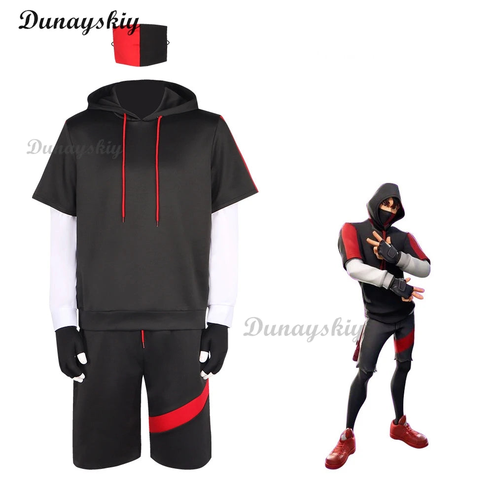 Royale Ikonik Costumes Cosplay Hoodie Full Set Sports Sweatshirt Suit Outfits for adult Men Top Shorts Golves Halloween Suit