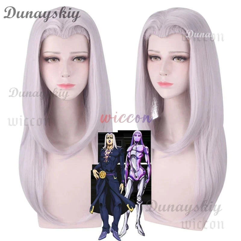 Anime JOJO's Bizarre Adventure Golden Wind Leone Abbacchio Cosplay Costume Black PU Long Coat Uniform Wig Man Carnival Suit