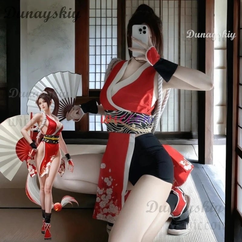 Streetfighter Cosplay Mai Shiranui Cosplay Costume Women Disguise Clothes Roleplay Outfits Fantasy Halloween Carnival Party Suit