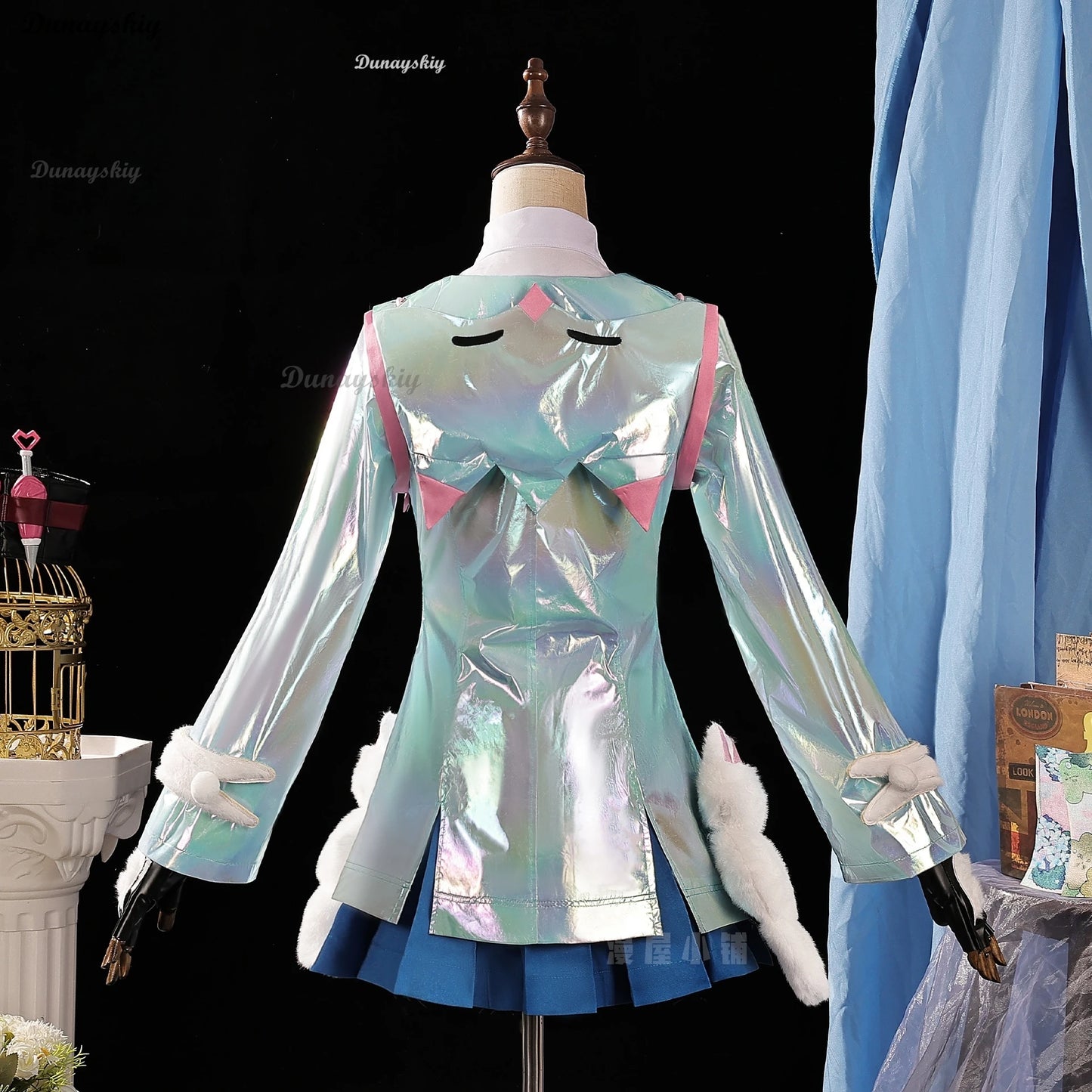 Kiriko Game Dance In Rain Cosplay Blue Coat Skirt Cute Suit Raincoat Women Girl Costume Carnival Party Outfit Cos Set Customized