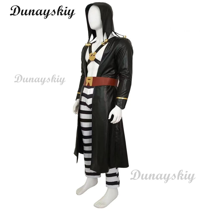 Anime JoJo's Cosplay Costume Bizarre Golden Wind Risotto Nero Wig Uniform Hooded Trench Pants Adventure Halloween Party Outfit