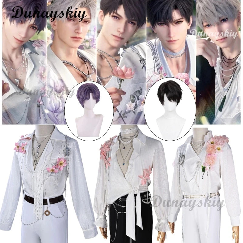 Game Love and Deepspace Zayne Rafayel Qi Cosplay Costume Flower Shirt Pants Fragrant Possession Uniform Halloween Party Prop