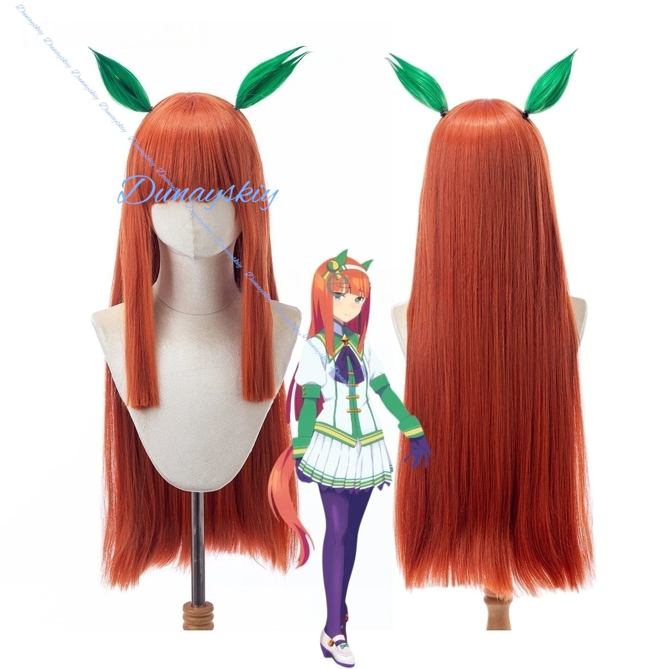 Anime Uma Musume Pretty Derby Silence Suzuka Cosplay Wig Headwear Women Heat Resistant Synthetic Long Orange Hair Wigs