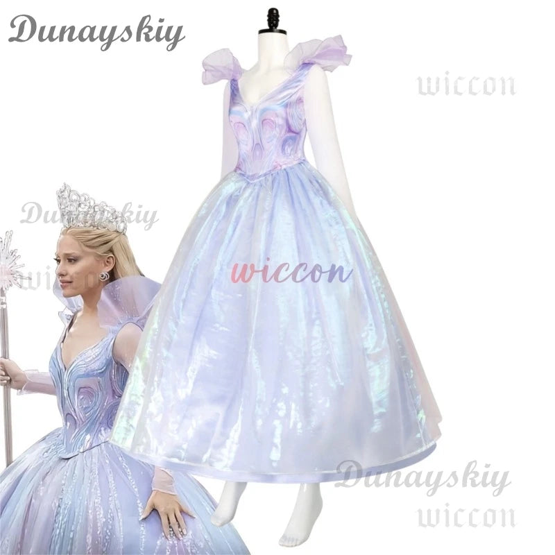 Wicked Glinda Cosplay Costume Glinda Purple Princess Dress Witch Costume For Woman Girl Party Cosplay with Wig Full Set