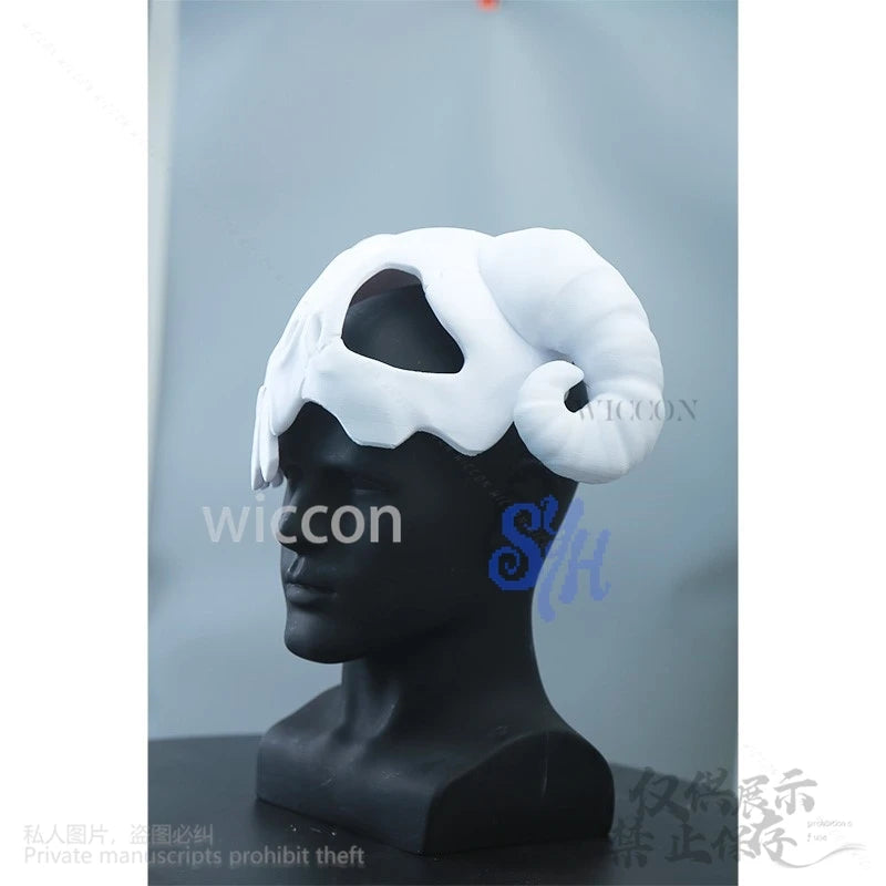 Anime Neliel Cosplay Face Mask 3D Polylactic Acid Sheep Horn Skull Half Knight Mask Halloween Christmas Party Cos Customized