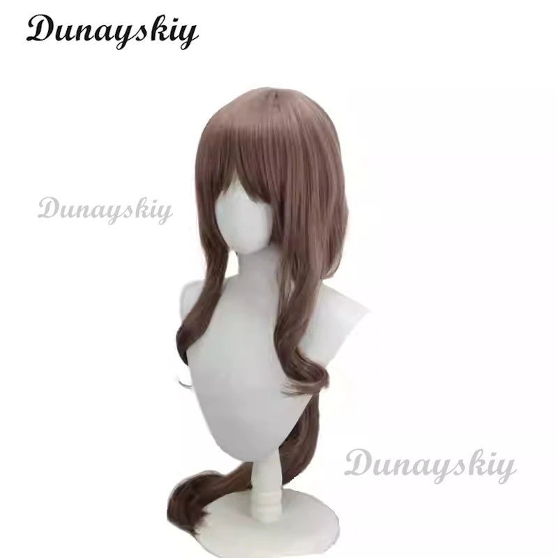 Noir Cosplay Wig Nikke Goddess of Victory Brown 100cm Heat Resistant Synthetic Hair Halloween Party Role Play Carnival + Wig Cap