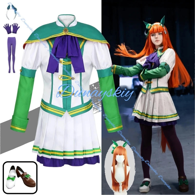 Anime Umamusume: Pretty Derby Silence Suzuka Cosplay Costume Wig Tail Headwear Women Girls Uniform For Halloween Party